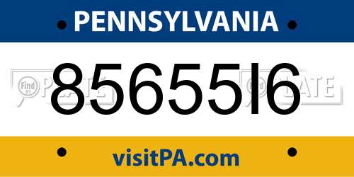 85655I6 Pennsylvania License Plate
