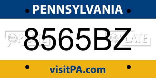 8565BZ Pennsylvania License Plate