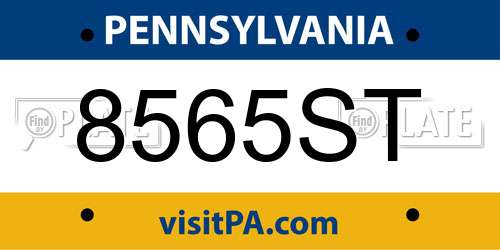 8565ST Pennsylvania License Plate