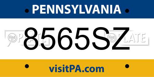 8565SZ Pennsylvania License Plate