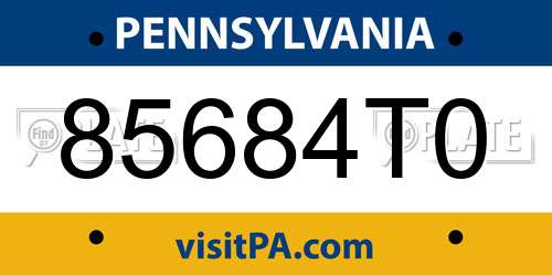 85684T0 Pennsylvania License Plate