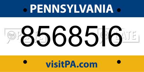 85685I6 Pennsylvania License Plate