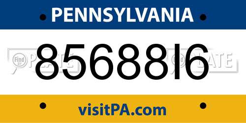 85688I6 Pennsylvania License Plate