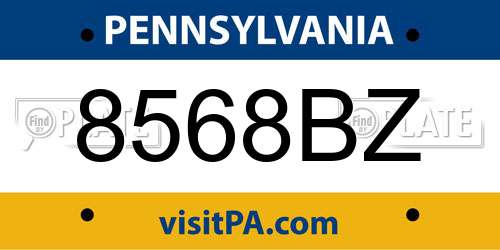 8568BZ Pennsylvania License Plate