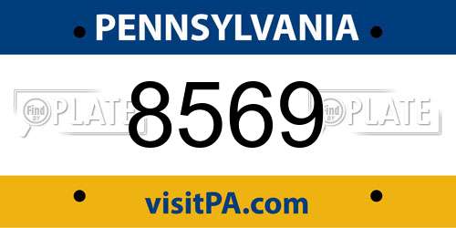 8569 Pennsylvania License Plate