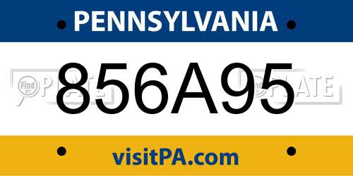 856A95 Pennsylvania License Plate