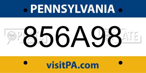856A98 Pennsylvania License Plate