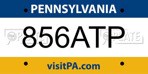 856ATP Pennsylvania License Plate