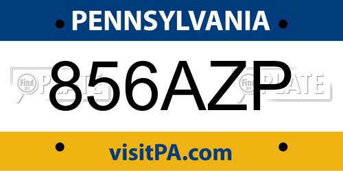856AZP Pennsylvania License Plate