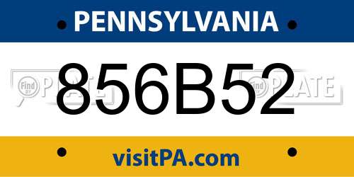 856B52 Pennsylvania License Plate