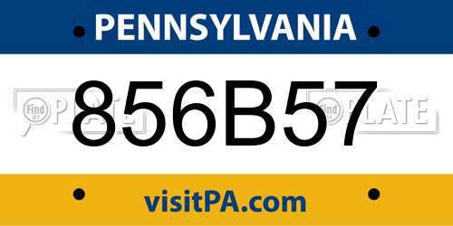 856B57 Pennsylvania License Plate