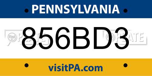 856BD3 Pennsylvania License Plate