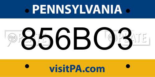 856BO3 Pennsylvania License Plate