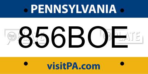 856BOE Pennsylvania License Plate