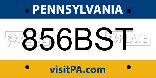 856BST Pennsylvania License Plate