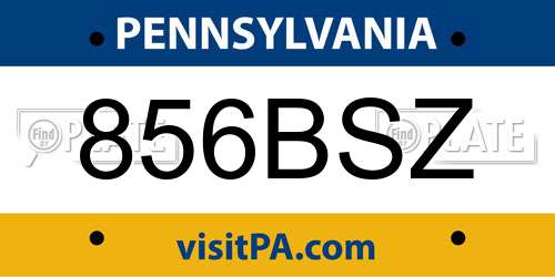 856BSZ Pennsylvania License Plate