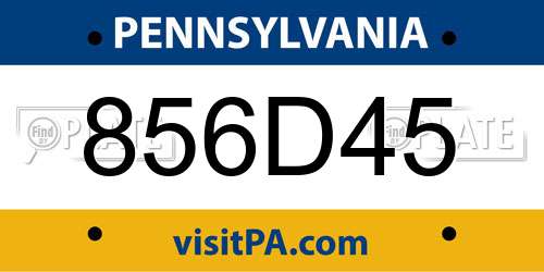 856D45 Pennsylvania License Plate