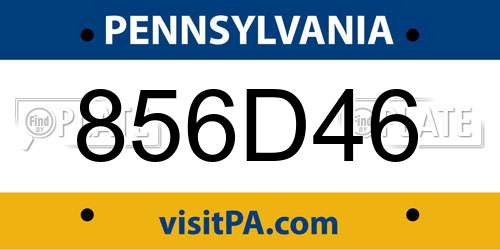856D46 Pennsylvania License Plate