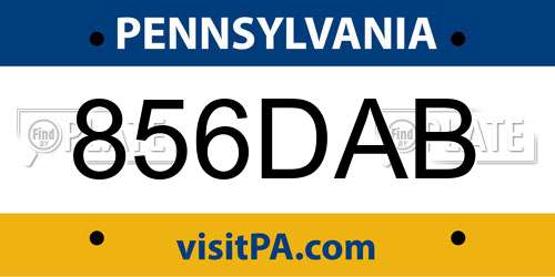 856DAB Pennsylvania License Plate