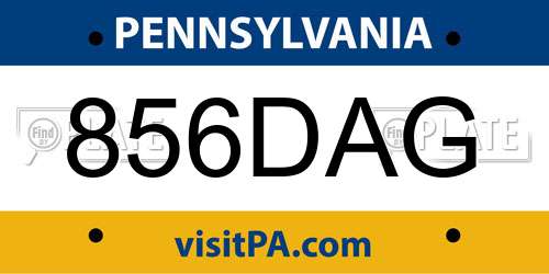 856DAG Pennsylvania License Plate