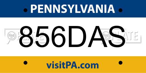856DAS Pennsylvania License Plate