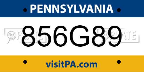 856G89 Pennsylvania License Plate