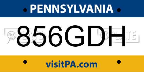 856GDH Pennsylvania License Plate