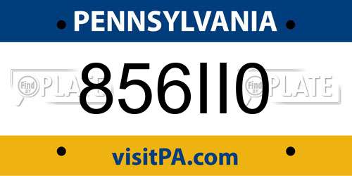 856II0 Pennsylvania License Plate