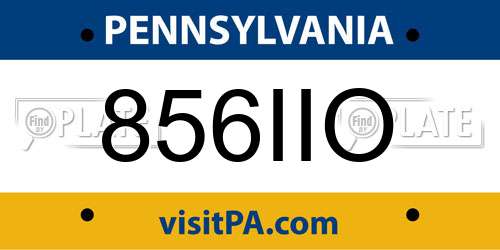 856IIO Pennsylvania License Plate