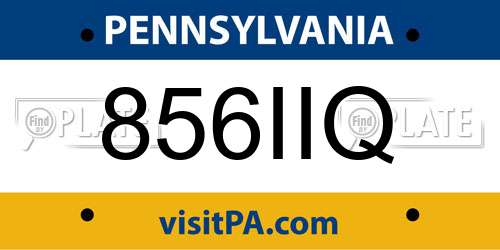 856IIQ Pennsylvania License Plate