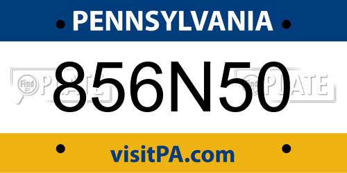856N50 Pennsylvania License Plate