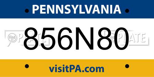856N80 Pennsylvania License Plate