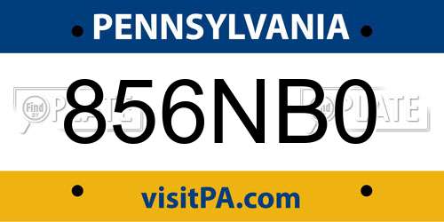 856NB0 Pennsylvania License Plate