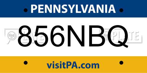 856NBQ Pennsylvania License Plate