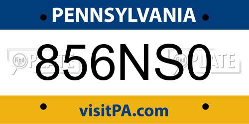 856NS0 Pennsylvania License Plate