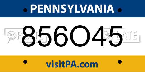 856O45 Pennsylvania License Plate
