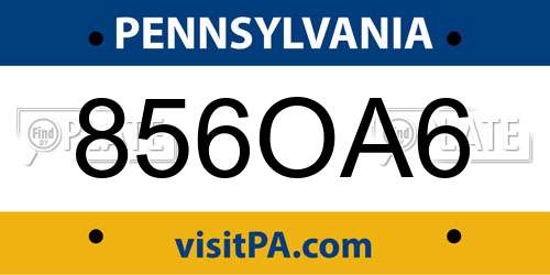 856OA6 Pennsylvania License Plate