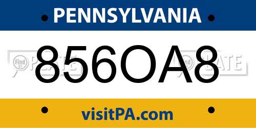 856OA8 Pennsylvania License Plate