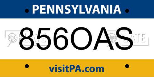 856OAS Pennsylvania License Plate