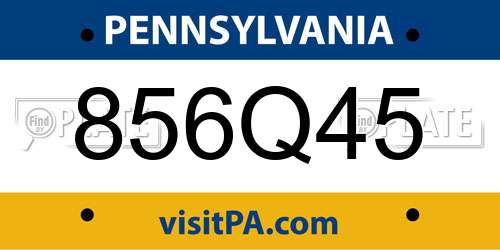856Q45 Pennsylvania License Plate