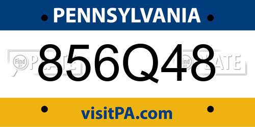 856Q48 Pennsylvania License Plate