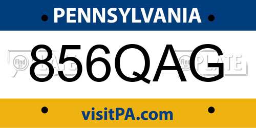 856QAG Pennsylvania License Plate