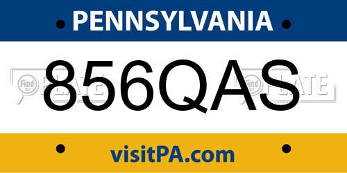 856QAS Pennsylvania License Plate