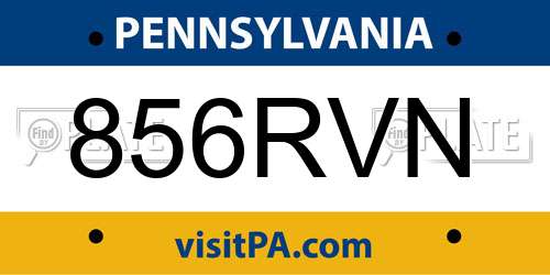 856RVN Pennsylvania License Plate