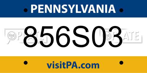 856S03 Pennsylvania License Plate