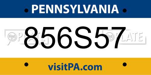 856S57 Pennsylvania License Plate
