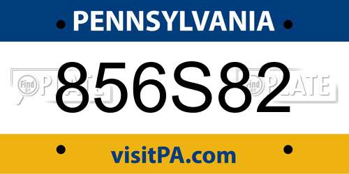 856S82 Pennsylvania License Plate