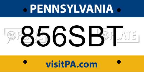 856SBT Pennsylvania License Plate