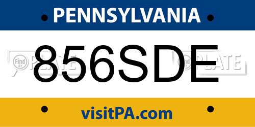 856SDE Pennsylvania License Plate