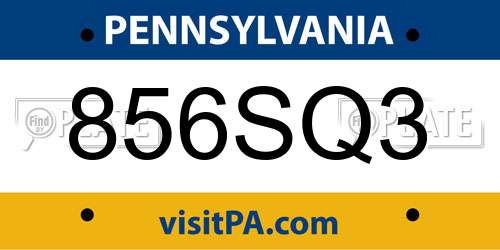 856SQ3 Pennsylvania License Plate